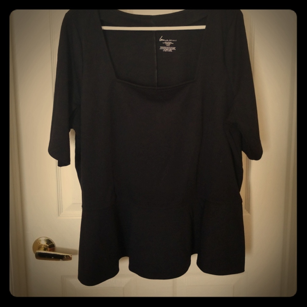LANE BRYANT NWOT BLACK PONTE KNIT PEPLUM TOP